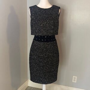 [Luisa Spagnoli] Black and White Tweed Dress - Size 42/Small